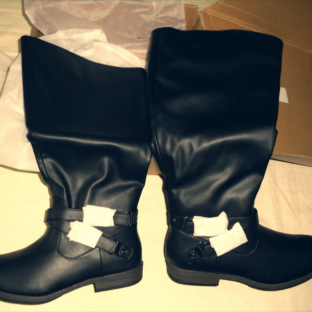 Journee Ankle Strap Buckle Riding Boots